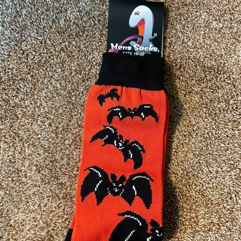 NEW Halloween Orange Bat socks